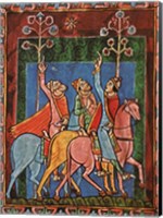 St. Albans Psalter, The Three Magi following the star Fine Art Print