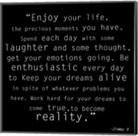 Enjoy Life, Jimmy V Quote Fine Art Print