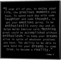 Be Enthusiastic, Jimmy V Quote Fine Art Print