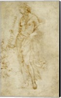 Female Figure with a Tibia, and Ornamental Studies Fine Art Print