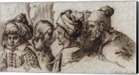 Bust of a Boy in a Turban, a Winged Angel, and Three Old Men Fine Art Print