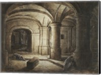 The Crypt of a Church with Two Men Sleeping Fine Art Print