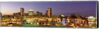 USA, Maryland, Baltimore, City at night viewed from Federal Hill Park Fine Art Print