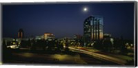 Buildings lit up at night, Sacramento, California, USA Fine Art Print