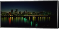 Buildings lit up at night, Willamette River, Portland, Oregon, USA Fine Art Print