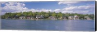 Boathouses near the river, Schuylkill River, Philadelphia, Pennsylvania, USA Fine Art Print