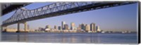 Low angle view of bridges across a river, Crescent City Connection Bridge, Mississippi River, New Orleans, Louisiana, USA Fine Art Print