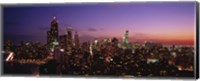 Buildings lit up at dusk, Chicago, Illinois, USA Fine Art Print