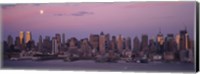 New York with Purple night Sky and Moon Fine Art Print