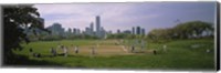 Group of people playing baseball in a park, Grant Park, Chicago, Cook County, Illinois, USA Fine Art Print