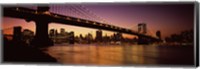Bridge across the river at night, Manhattan Bridge, Lower Manhattan Fine Art Print