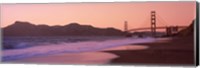Beach and a suspension bridge at sunset, Baker Beach, Golden Gate Bridge, San Francisco, San Francisco County, California, USA Fine Art Print