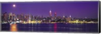New York Ciry Skyline At Night, Purple Sky Fine Art Print