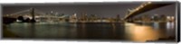 Brooklyn Bridge and Manhattan Bridge across East River at night, Manhattan, New York City, New York State, USA Fine Art Print