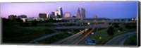 Highway interchange and skyline at sunset, Kansas City, Missouri, USA Fine Art Print