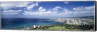 High angle view of skyscrapers at the waterfront, Honolulu, Oahu, Hawaii Islands, USA Fine Art Print