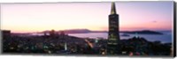 Night Skyline With View Of Transamerica Building And Golden Gate Bridge, San Francisco, California, USA Fine Art Print
