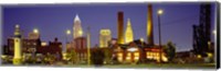 Buildings Lit Up At Night, Cleveland, Ohio Fine Art Print