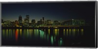 Buildings lit up at night, Willamette River, Portland, Oregon, USA Fine Art Print