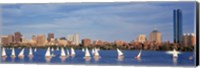 View of boats on a river by a city, Charles River,  Boston Fine Art Print