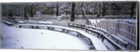 Snowcapped benches in a park, Washington Square Park, New York City Fine Art Print