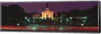 Buildings lit up at night, Jackson Square, St. Louis Cathedral, French Quarter, New Orleans, Louisiana, USA Fine Art Print