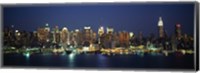Waterfront View of New York Ciry at Night Fine Art Print