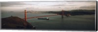 Barge passing under a bridge, Golden Gate Bridge, San Francisco, California, USA Fine Art Print