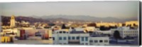 High angle view of a cityscape, San Gabriel Mountains, Hollywood Hills, Hollywood, City of Los Angeles, California Fine Art Print