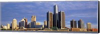 Skyscrapers at the waterfront, Detroit, Michigan Fine Art Print