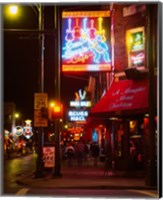 Neon sign lit up at night in a city, Rum Boogie Cafe, Beale Street, Memphis, Shelby County, Tennessee, USA Fine Art Print