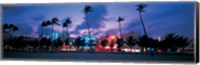 Buildings lit up at dusk, Miami, Florida, USA Fine Art Print