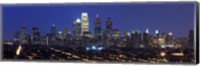 Buildings lit up at night in a city, Comcast Center, Center City, Philadelphia, Philadelphia County, Pennsylvania, USA Fine Art Print