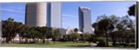 Buildings in a city viewed from a park, Plant Park, University Of Tampa, Tampa, Hillsborough County, Florida, USA Fine Art Print