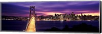 Bridge lit up at dusk, Bay Bridge, San Francisco Bay, San Francisco, California Fine Art Print