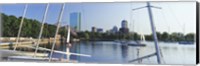 Sailboats in a river with city in the background, Charles River, Back Bay, Boston, Suffolk County, Massachusetts, USA Fine Art Print