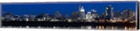 Cincinnati skyline and John A. Roebling Suspension Bridge at twilight from across the Ohio River, Hamilton County, Ohio, USA Fine Art Print