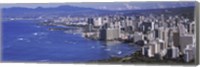 High angle view of a city at waterfront, Honolulu, Oahu, Honolulu County, Hawaii Fine Art Print