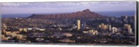City view of Honolulu with mountain in the background, Oahu, Honolulu County, Hawaii, USA 2010 Fine Art Print
