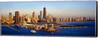 Aerial view of a city, Navy Pier, Lake Michigan, Chicago, Cook County, Illinois, USA Fine Art Print