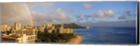 Rainbow over the beach, Diamond Head, Waikiki Beach, Oahu, Honolulu, Hawaii, USA Fine Art Print