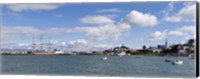 Boats in the bay, Transamerica Pyramid, Coit Tower, Marina Park, Bay Bridge, San Francisco, California, USA Fine Art Print
