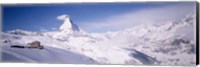 Hotel on a polar landscape, Matterhorn, Zermatt, Switzerland Fine Art Print