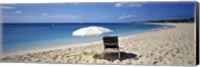 Single Beach Chair And Umbrella On Sand, Saint Martin, French West Indies Fine Art Print