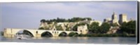 Castle at the waterfront, Pont Saint-Benezet, Palais des Papes, Avignon, Vaucluse, France Fine Art Print