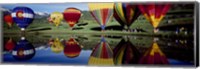 Reflection of hot air balloons in a lake, Snowmass Village, Pitkin County, Colorado, USA Fine Art Print
