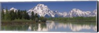 Reflection of a mountain range in water, Oxbow Bend, Grand Teton National Park, Wyoming, USA Fine Art Print