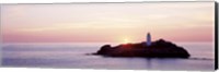 Sunset, Godrevy Lighthouse, Cornwall, England, United Kingdom Fine Art Print
