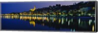 Reflection of buildings in water, Menton, Alpes-Maritimes, Provence-Alpes-Cote d'Azur, France Fine Art Print