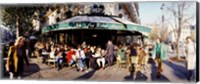 Group of people at a sidewalk cafe, Les Deux Magots, Saint-Germain-Des-Pres Quarter, Paris, France Fine Art Print